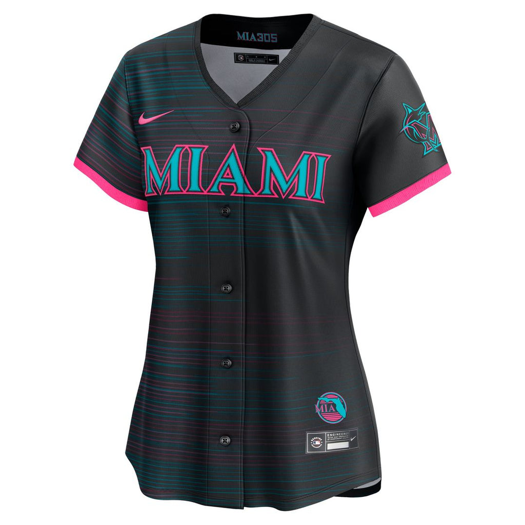 Miami Marlins Nike Women's 2025 City Connect Limited Jersey - Black Team Jersey Sports Fan Apparel