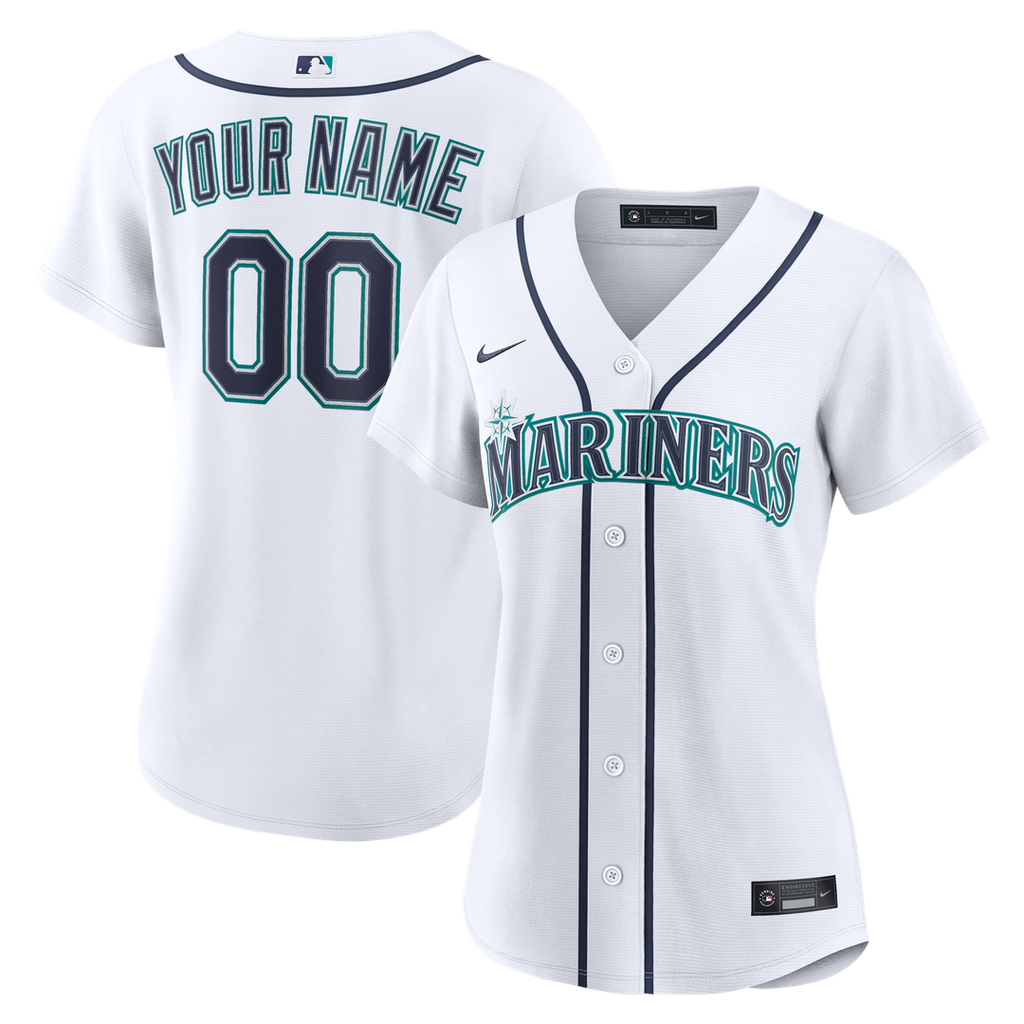 Seattle Mariners Nike Women's Home Replica Custom Jersey - White Team Jersey Sports Fan Apparel