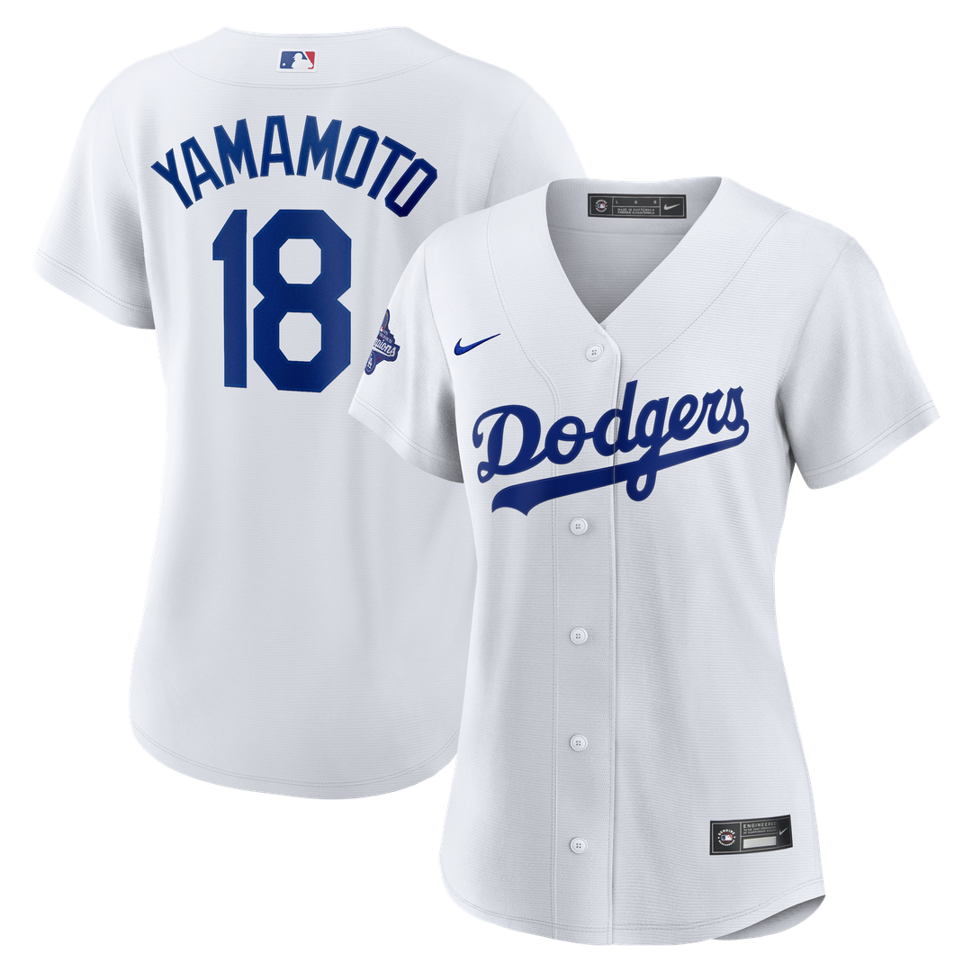 Los Angeles Dodgers Yoshinobu Yamamoto Nike Women's 2025 World Series Champions Home Replica Jersey - White Team Jersey Sports Fan Apparel