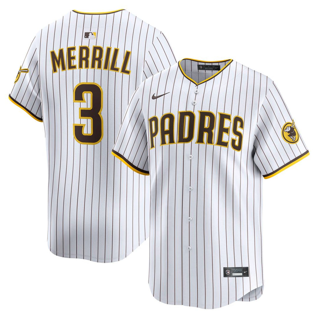 San Diego Padres Jackson Merrill Nike Home Limited Player Jersey - White Team Jersey Sports Fan Apparel
