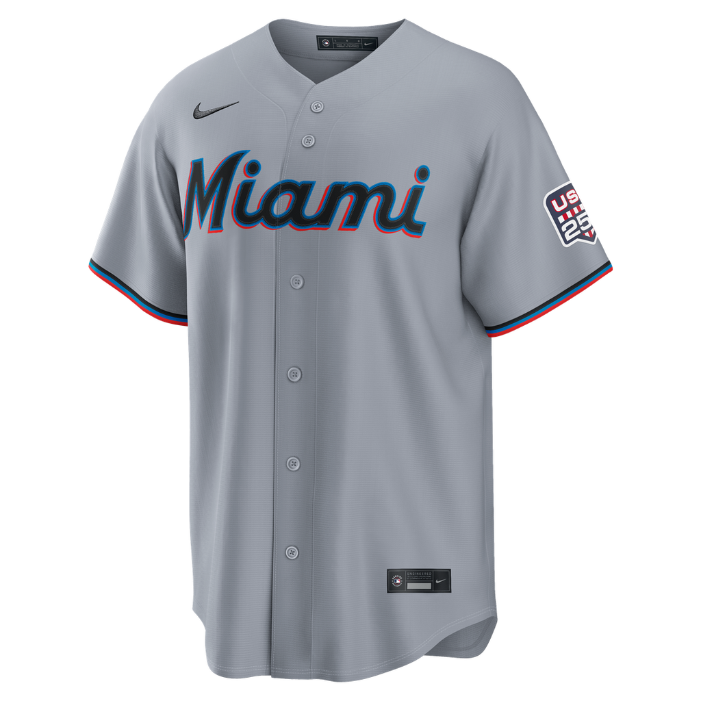 Miami Marlins Kyle Stowers Nike USA 250 Fourth of July Road Stadium Jersey - Gray Team Jersey Sports Fan Apparel
