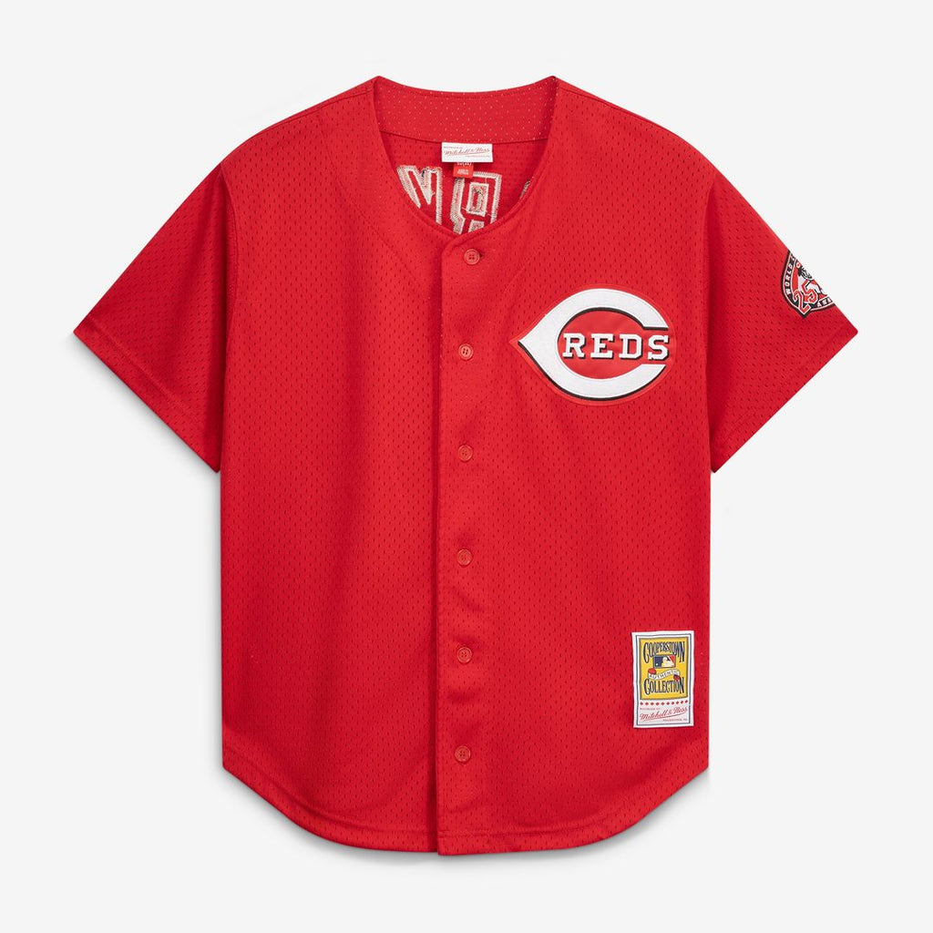 Cincinnati Reds Barry Larkin Mitchell & Ness Throwback Cooperstown Mesh Batting Practice Jersey - Red Team Jersey Sports Fan Apparel