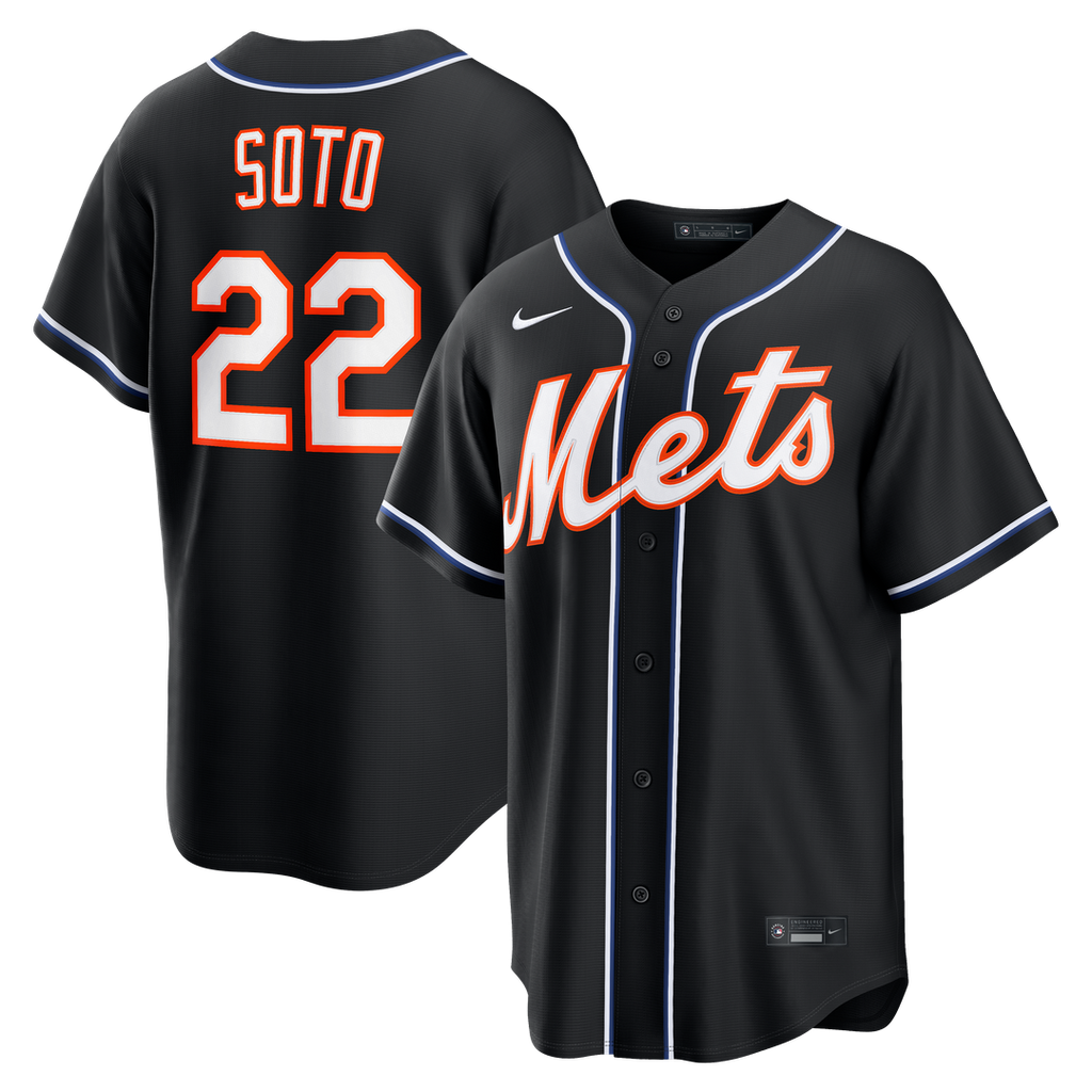 New York Mets Juan Soto Nike Fashion Replica Black Out Jersey Team Jersey Sports Fan Apparel