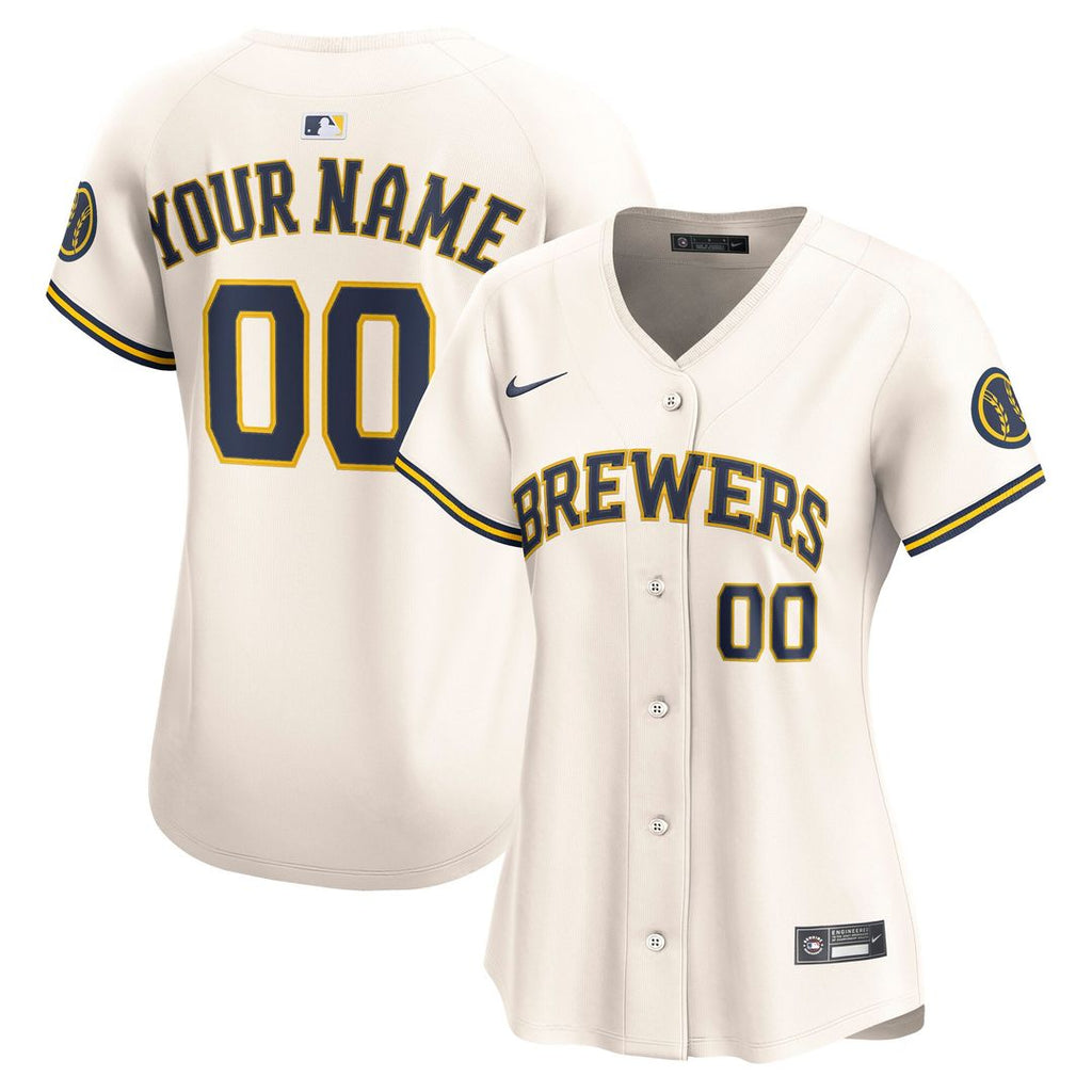 Milwaukee Brewers Nike Women's Home Limited Custom Jersey - Cream Team Jersey Sports Fan Apparel