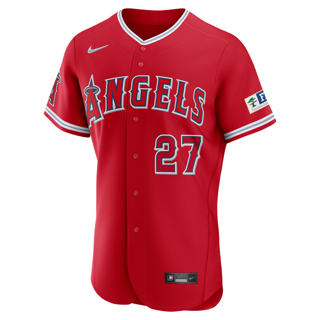 Los Angeles Angels Mike Trout Nike Alternate Authentic Sponsor Patch Jersey - Red Team Jersey Sports Fan Apparel