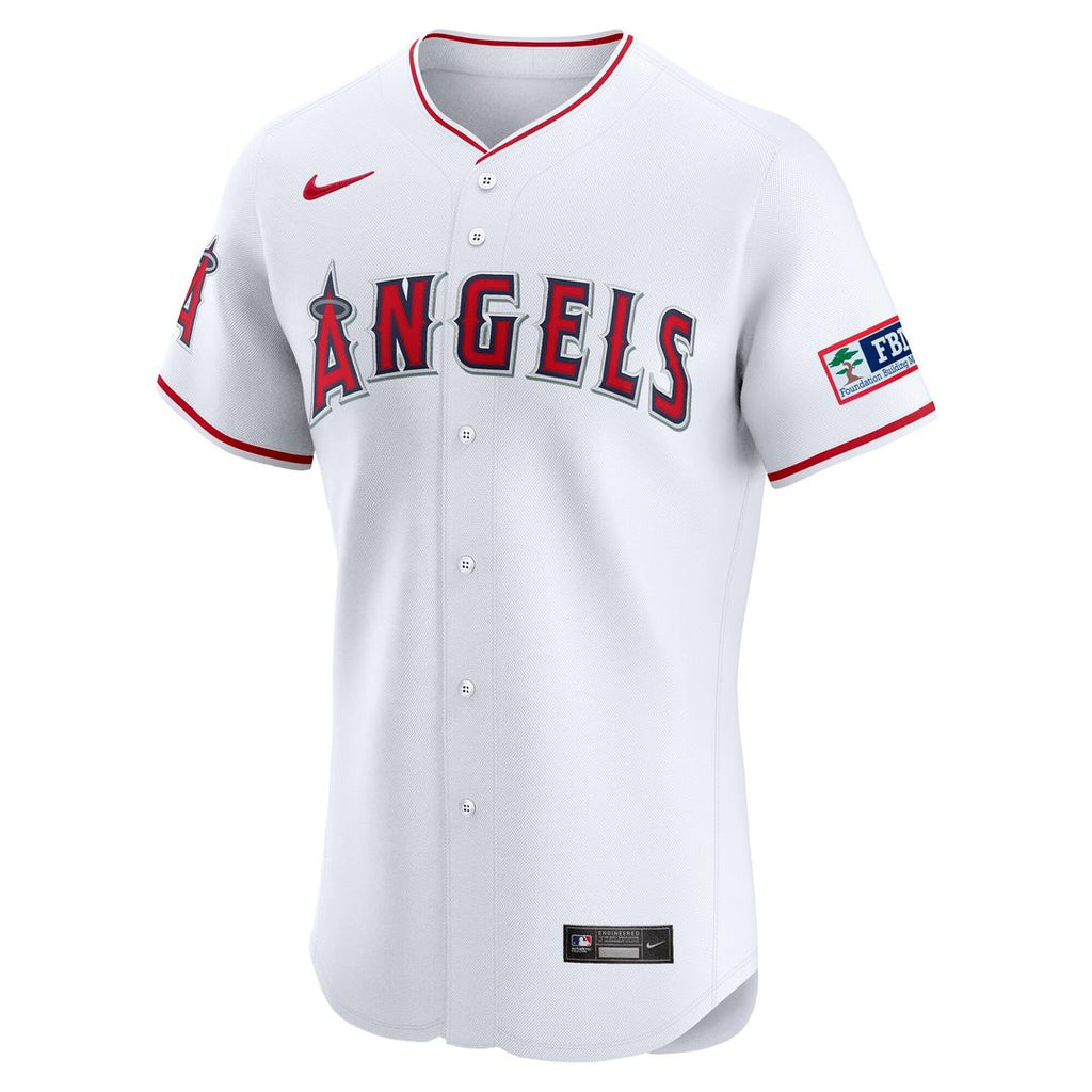 Los Angeles Angels Nike Home Elite Patch Jersey - White Team Jersey Sports Fan Apparel