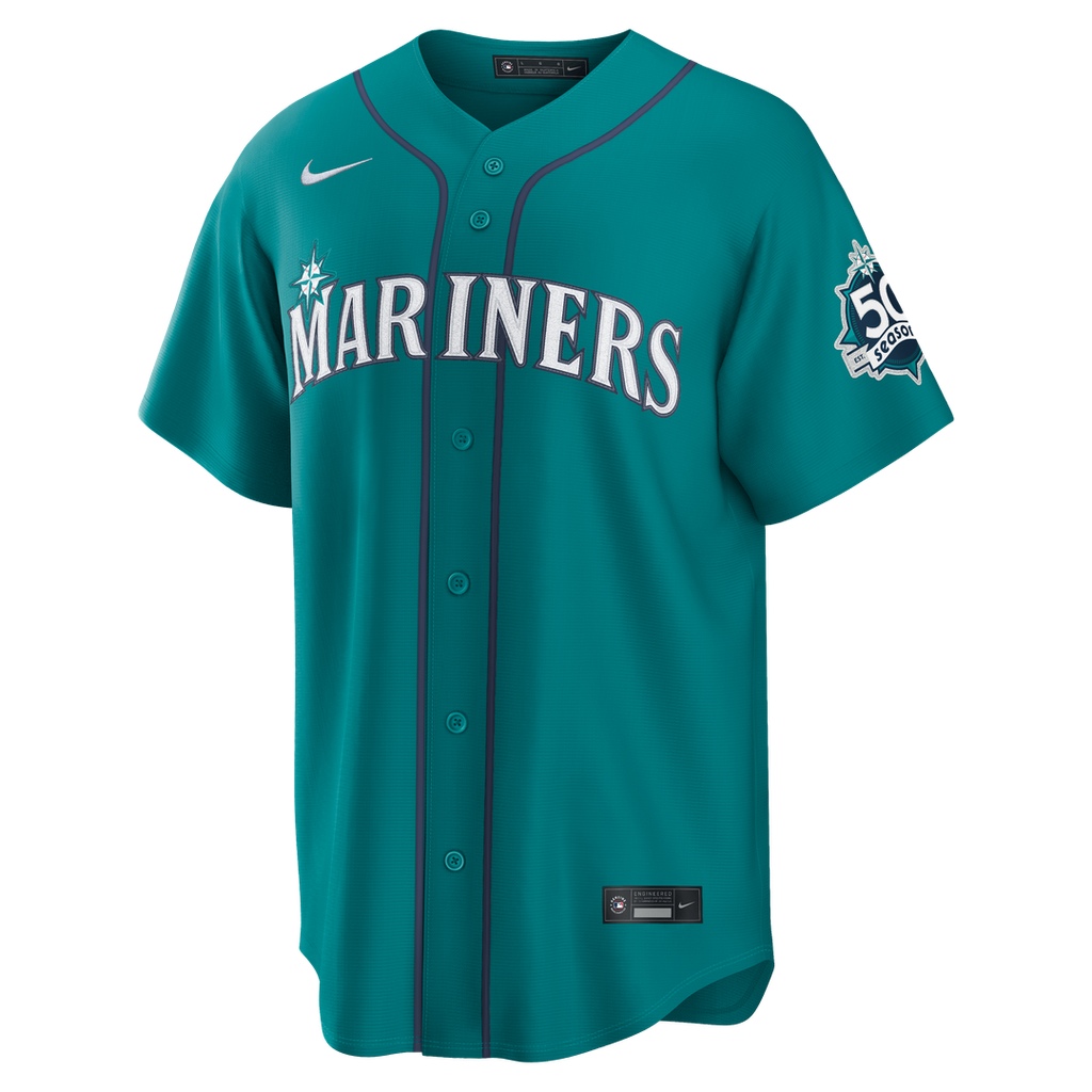 Seattle Mariners Julio Rodríguez Nike Home Stadium 50th Season Patch Jersey - White Team Jersey Sports Fan Apparel