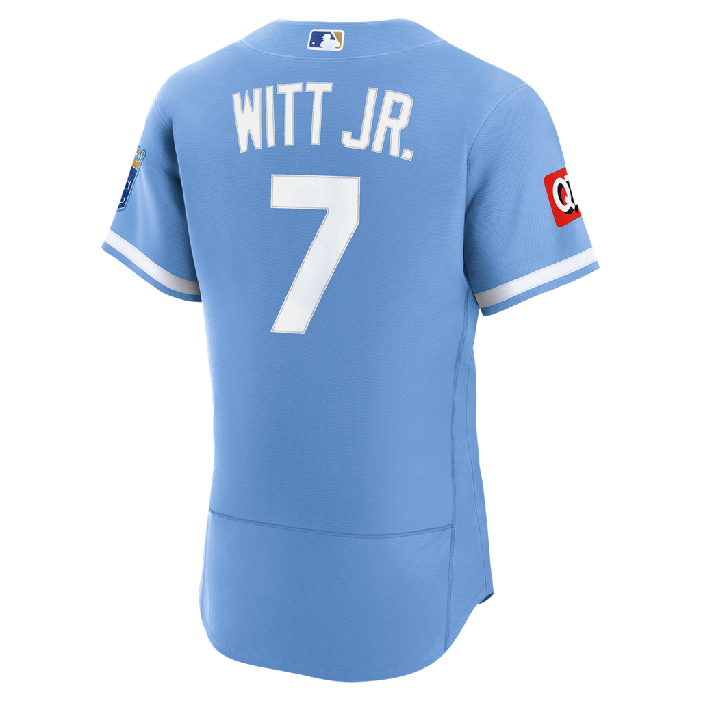 Kansas City Royals Bobby Witt Jr. Nike Alternate Authentic Sponsor Patch Jersey - Light Blue Team Jersey Sports Fan Apparel