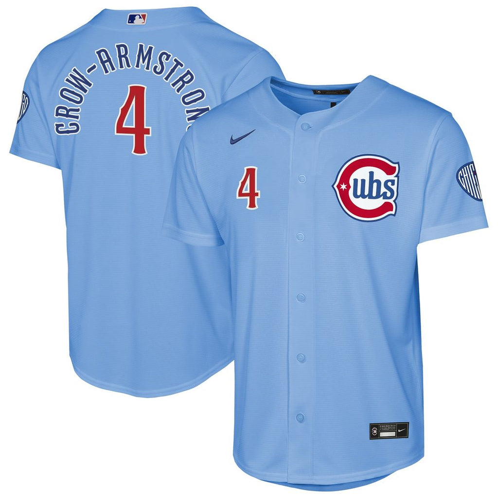 Chicago Cubs Pete Crow - Armstrong Nike Youth Alternate 2 Stadium Jersey - Light Blue Team Jersey Sports Fan Apparel