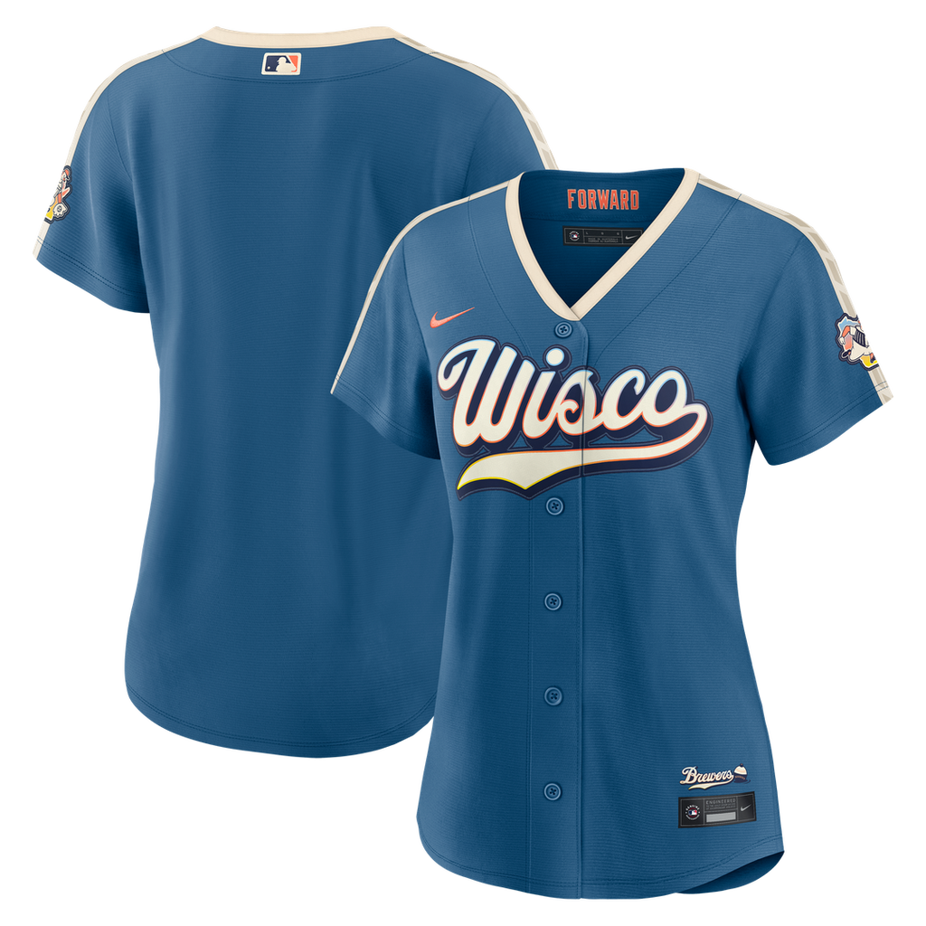 Milwaukee Brewers Nike Women's 2026 City Connect Stadium Jersey - Mineral Blue Team Jersey Sports Fan Apparel
