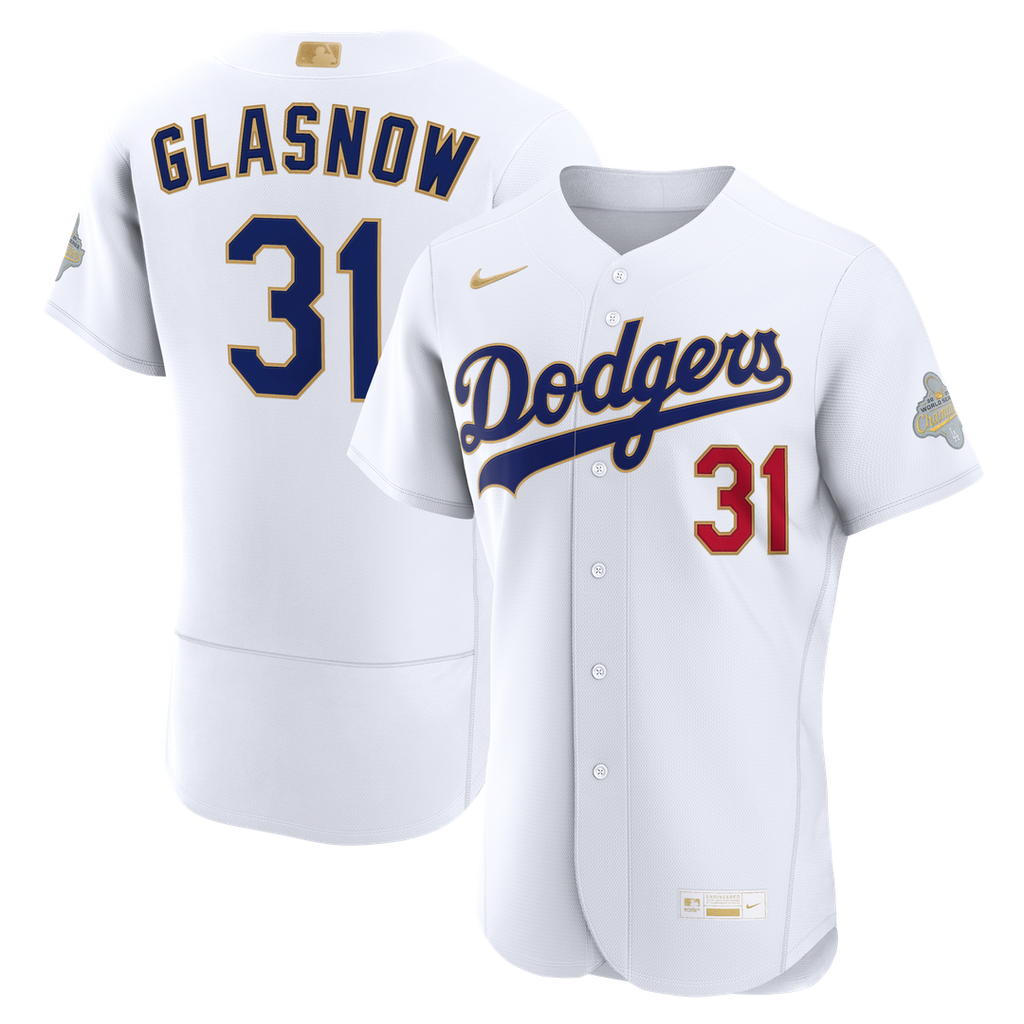 Los Angeles Dodgers Tyler Glasnow Nike 2026 Gold Collection Authentic Jersey - White Team Jersey Sports Fan Apparel