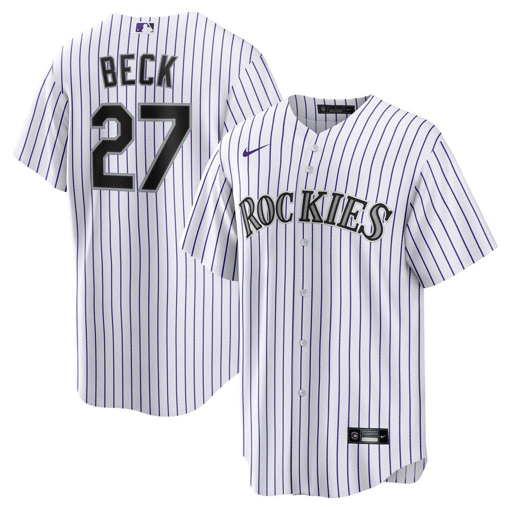 Colorado Rockies Jordan Beck Nike Home Replica Jersey - White Team Jersey Sports Fan Apparel