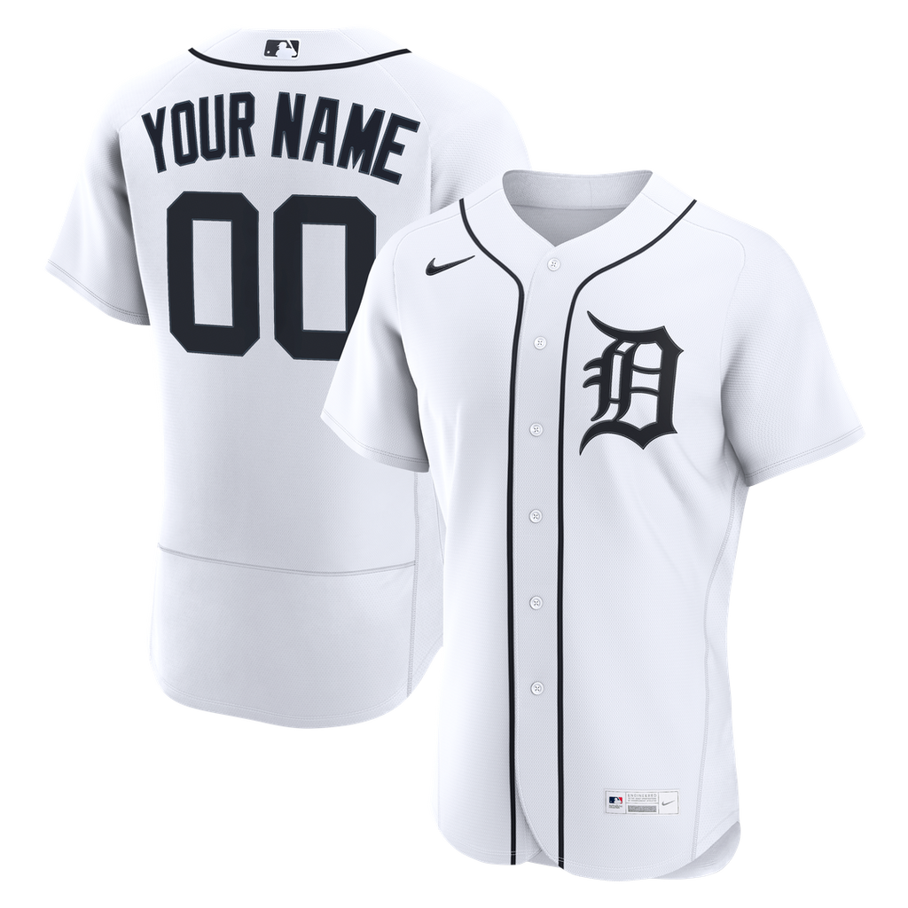 Detroit Tigers Nike Home Authentic Custom Jersey - White Team Jersey Sports Fan Apparel