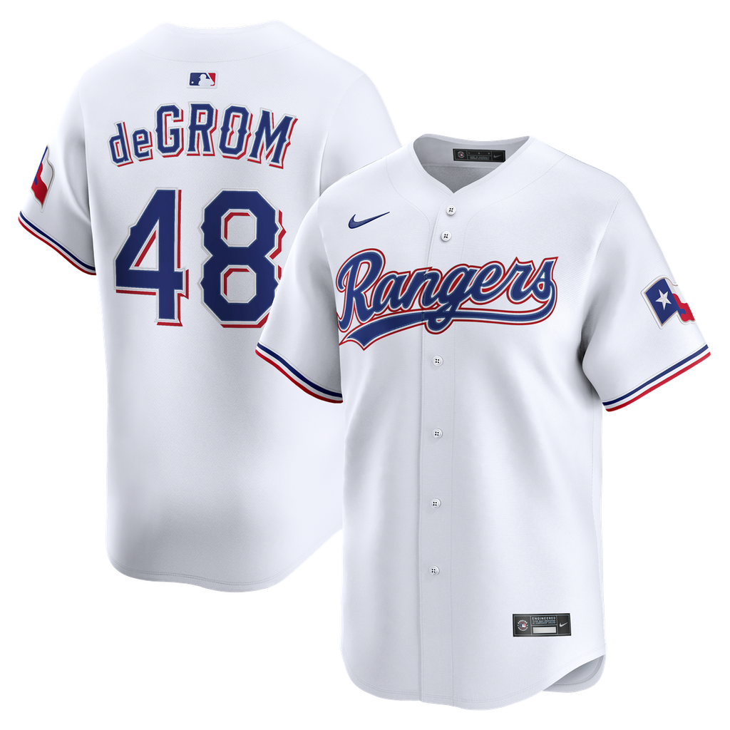 Texas Rangers Jacob deGrom Nike Home Limited Jersey - White Team Jersey Sports Fan Apparel
