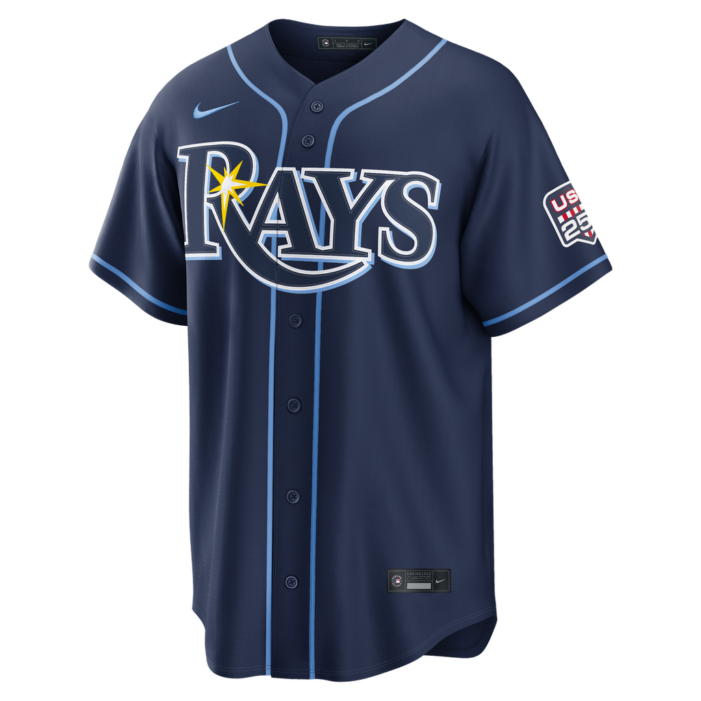 Tampa Bay Rays Junior Caminero Nike USA 250 Fourth of July Road Stadium Jersey - Navy Team Jersey Sports Fan Apparel