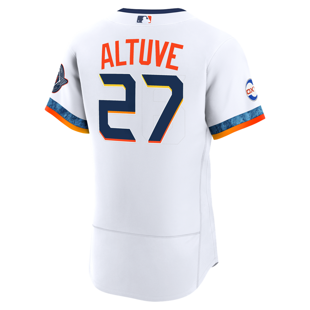 Houston Astros Jose Altuve Nike City Connect Authentic Sponsor Patch Jersey - White Team Jersey Sports Fan Apparel