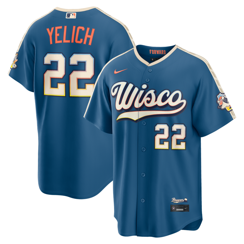 Milwaukee Brewers Christian Yelich Nike 2026 City Connect Stadium Jersey - Mineral Blue Team Jersey Sports Fan Apparel