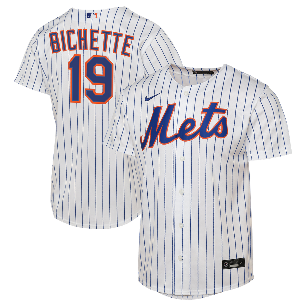 New York Mets Bo Bichette Nike Youth Home Baseline Jersey - White Team Jersey Sports Fan Apparel