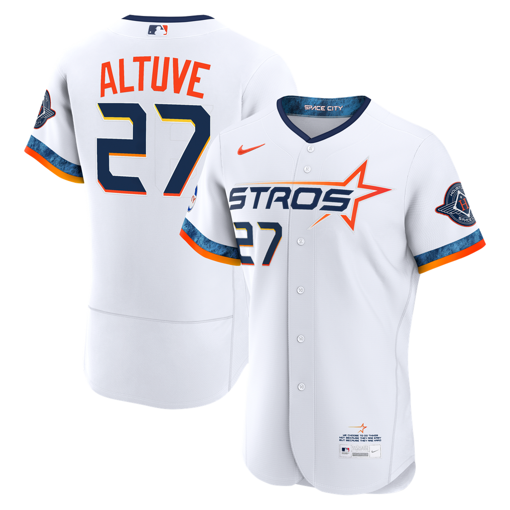 Houston Astros Jose Altuve Nike City Connect Authentic Sponsor Patch Jersey - White Team Jersey Sports Fan Apparel