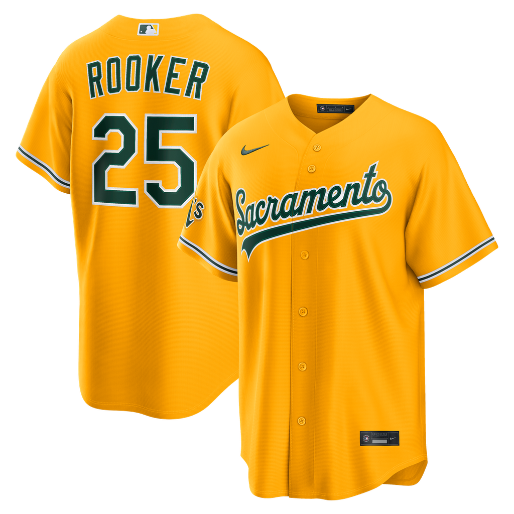 Athletics Brent Rooker Nike Alternate Stadium Jersey - Gold Team Jersey Sports Fan Apparel