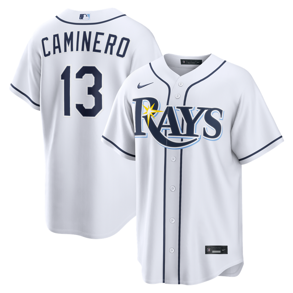 Tampa Bay Rays Junior Caminero Nike Home Replica Jersey - White Team Jersey Sports Fan Apparel