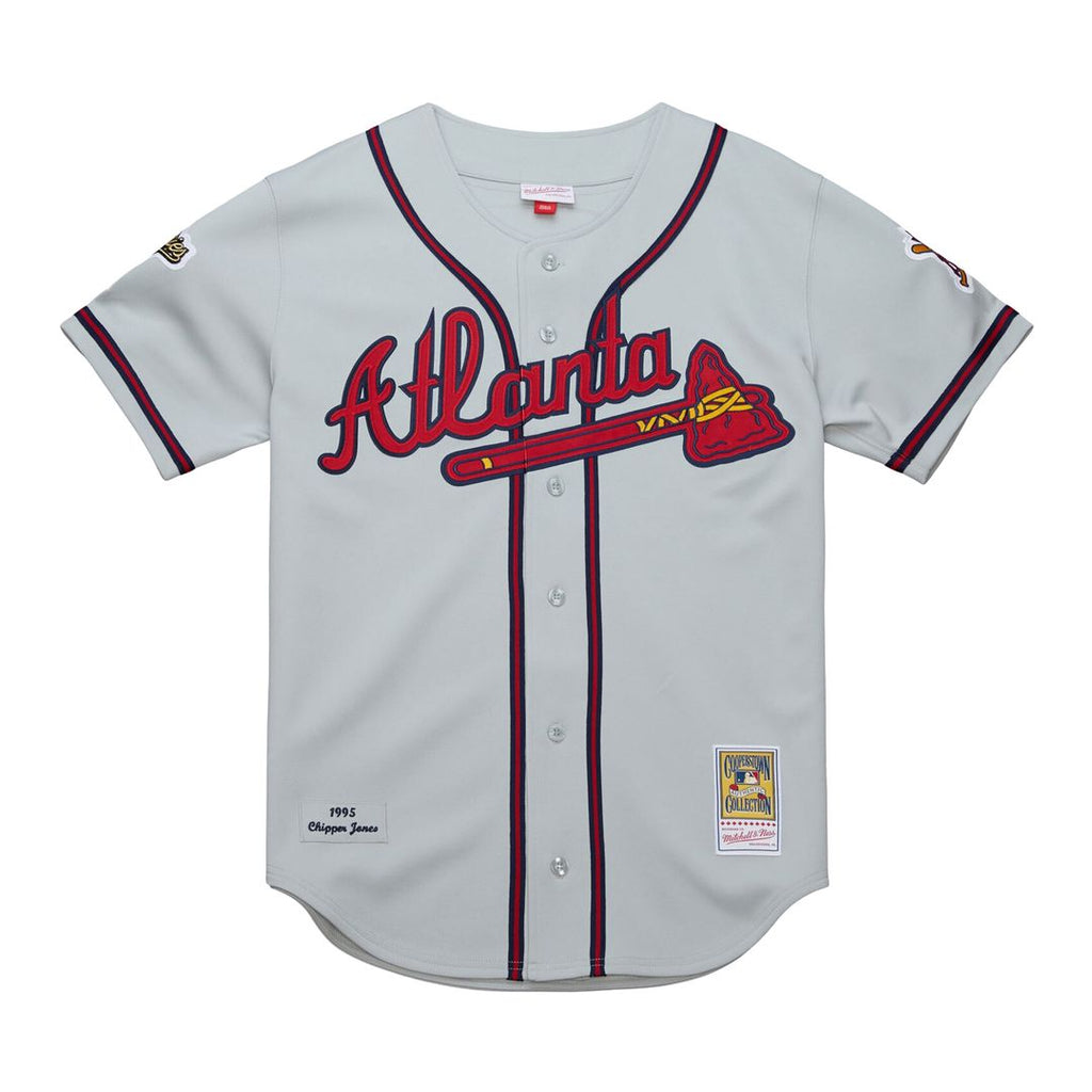 Atlanta Braves Chipper Jones Mitchell & Ness 1995 Throwback Authentic Jersey - Gray Team Jersey Sports Fan Apparel