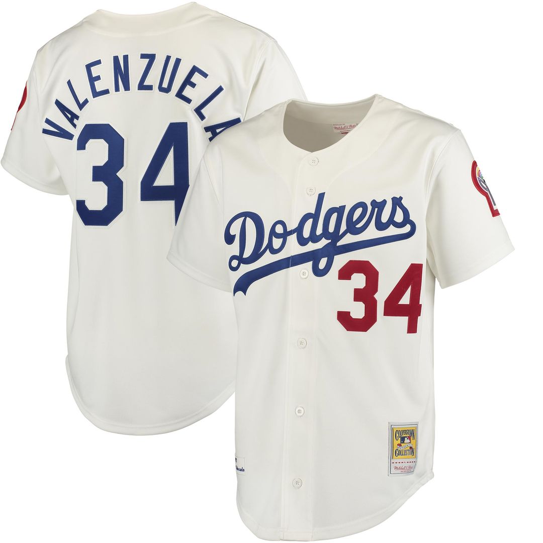 Los Angeles Dodgers Fernando Valenzuela Mitchell & Ness Road 1981 Cooperstown Authentic Jersey - Gray Team Jersey Sports Fan Apparel