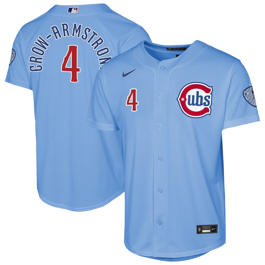 Chicago Cubs Pete Crow - Armstrong Nike Youth Alternate 2 Stadium Jersey - Light Blue Team Jersey Sports Fan Apparel