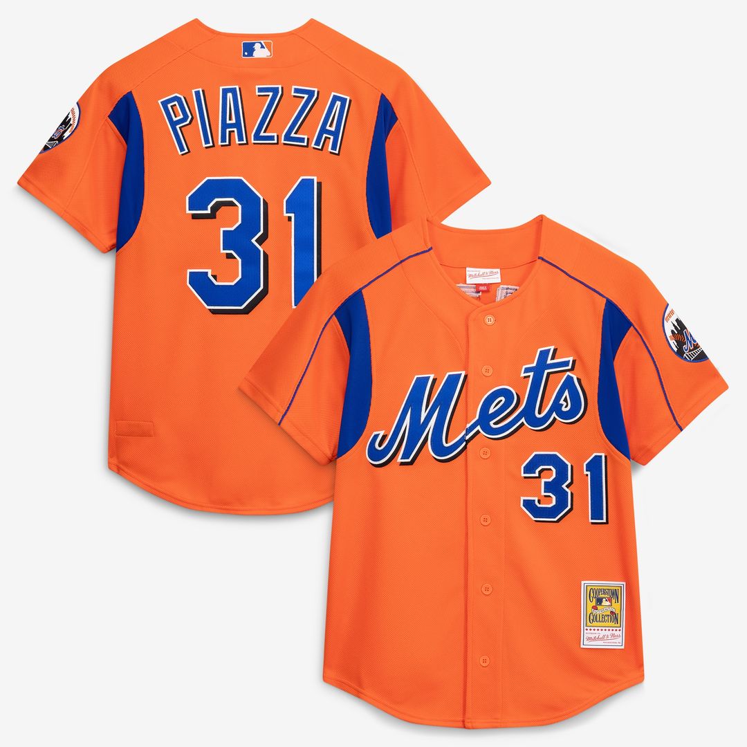 New York Mets Mike Piazza Mitchell & Ness Cooperstown Mesh Batting Practice Button - Up Jersey - Royal Team Jersey Sports Fan Apparel