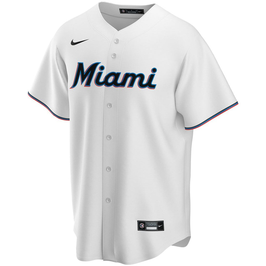 Miami Marlins Nike Home Replica Custom Jersey - White Team Jersey Sports Fan Apparel