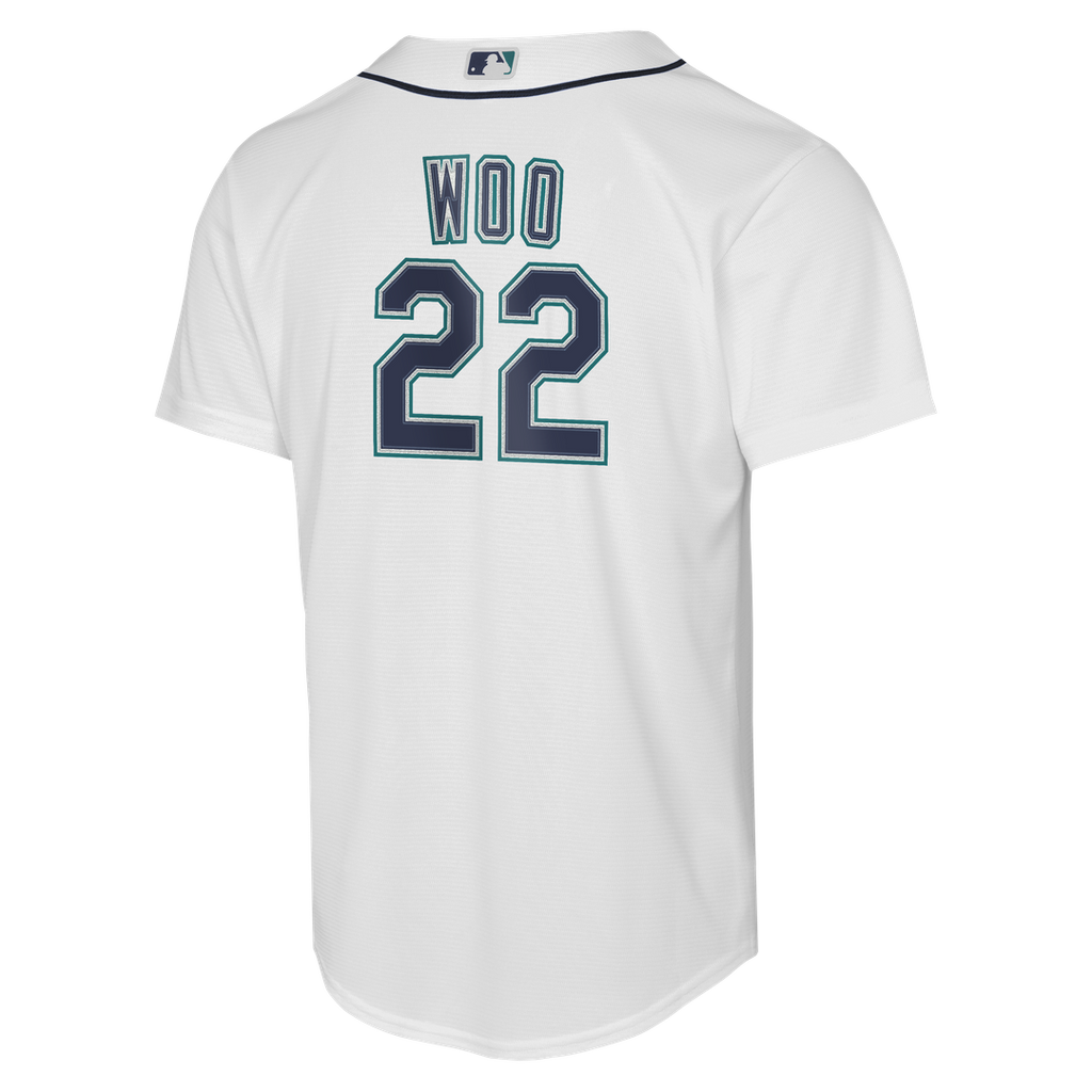 Seattle Mariners Bryan Woo Nike Youth Home Baseline Jersey - White Team Jersey Sports Fan Apparel