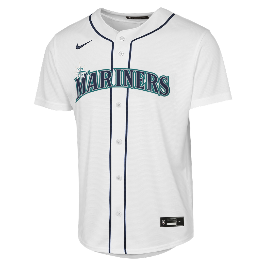 Seattle Mariners Bryan Woo Nike Youth Home Baseline Jersey - White Team Jersey Sports Fan Apparel