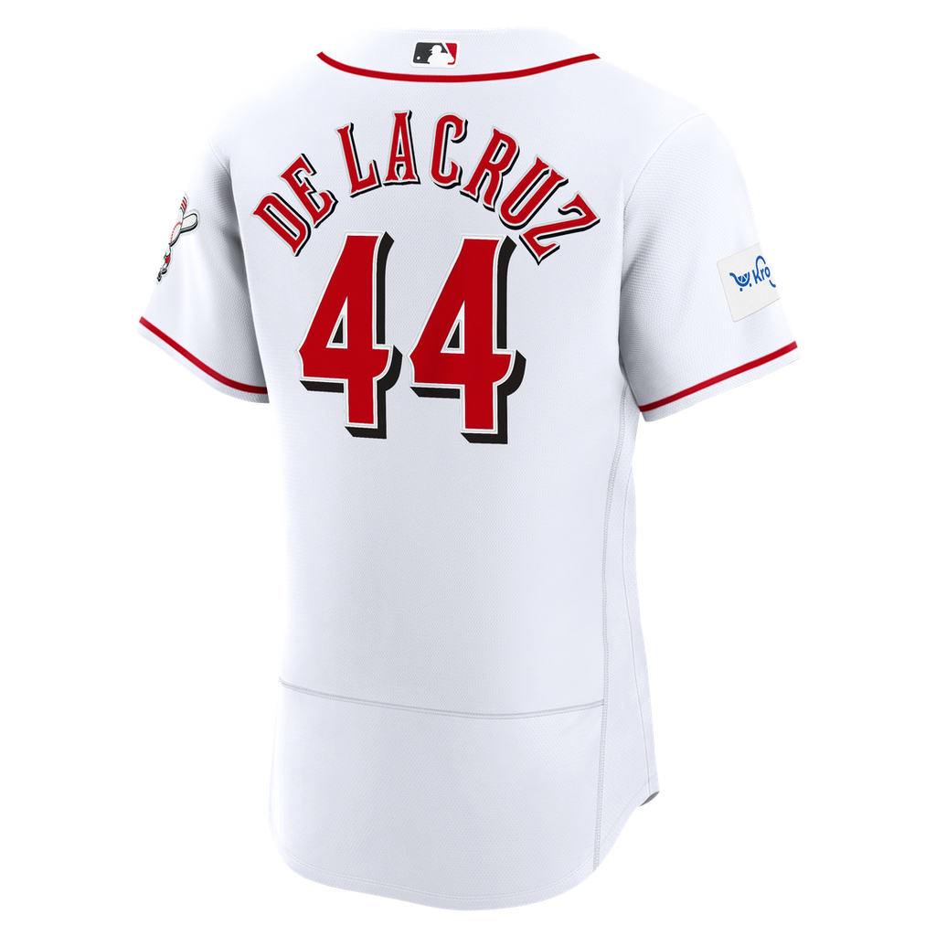 Cincinnati Reds Elly De La Cruz Nike Home Authentic Sponsor Patch Jersey - White Team Jersey Sports Fan Apparel