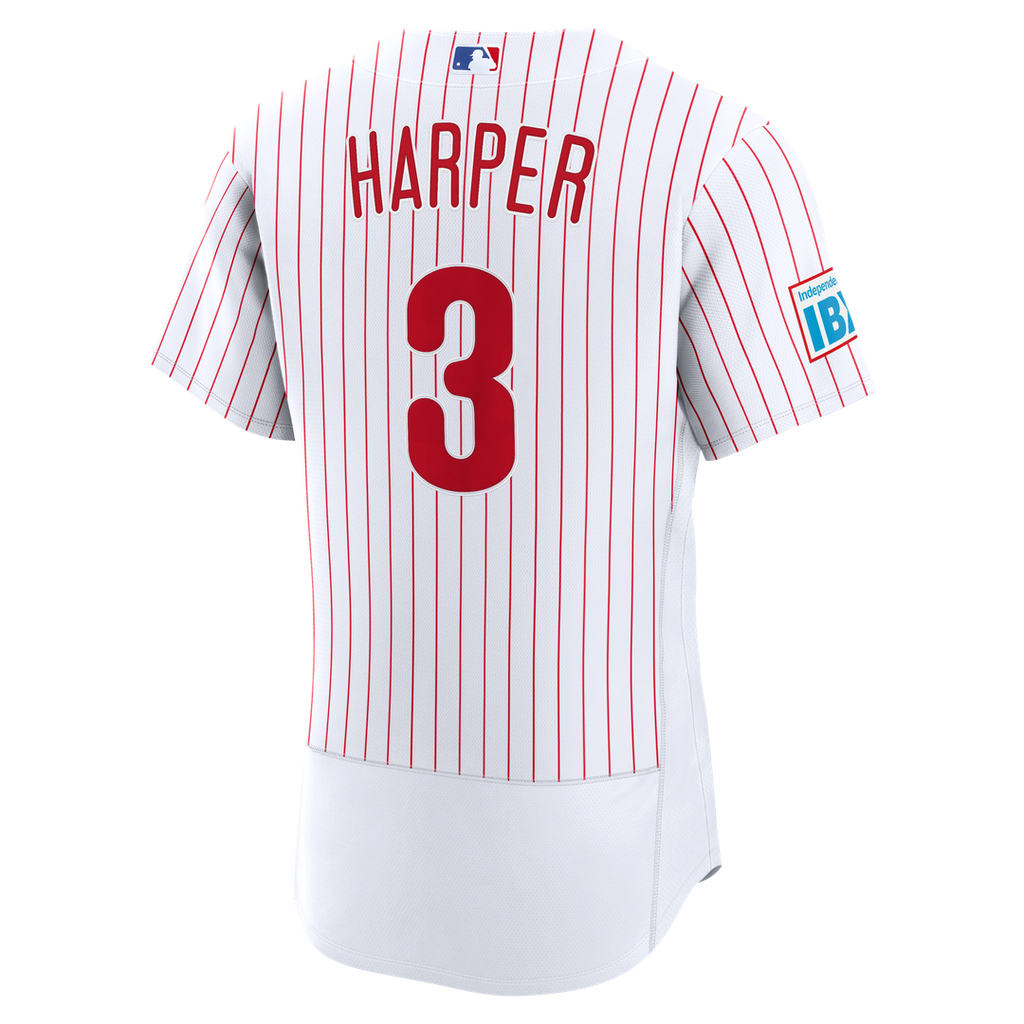 Philadelphia Phillies Bryce Harper Nike Home Authentic Sponsor Patch Jersey - White Team Jersey Sports Fan Apparel
