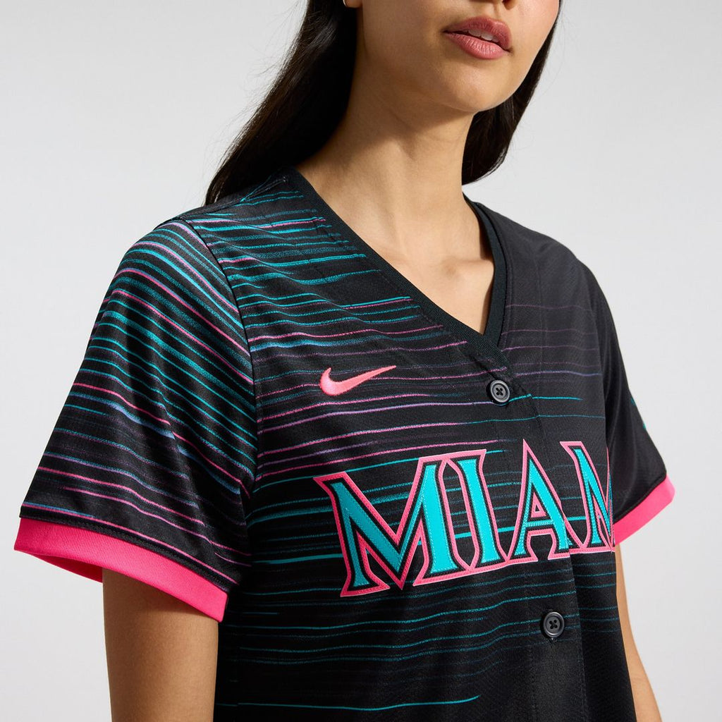 Miami Marlins Nike Women's 2025 City Connect Limited Jersey - Black Team Jersey Sports Fan Apparel