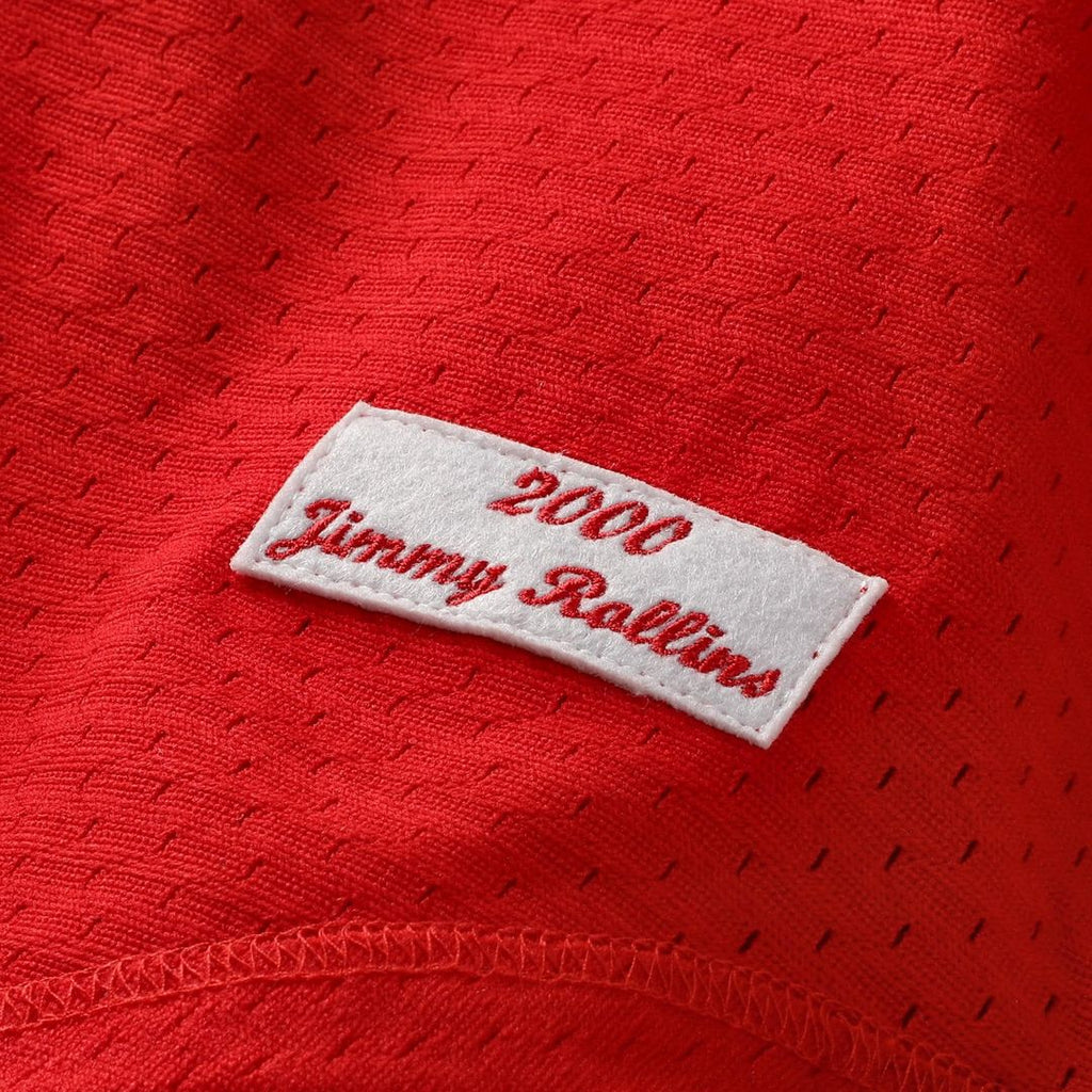 Philadelphia Phillies Jimmy Rollins Mitchell & Ness Cooperstown Mesh Batting Practice Button - Up Jersey - Red Team Jersey Sports Fan Apparel