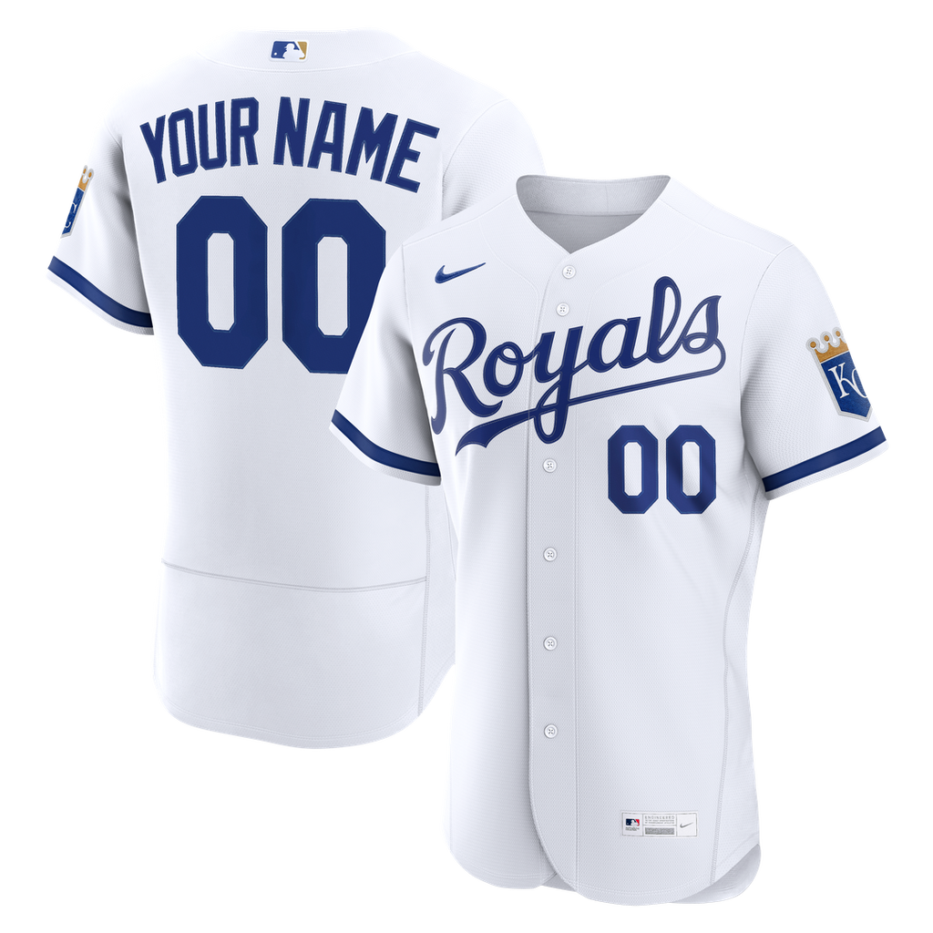 Kansas City Royals Nike Home Authentic Custom Jersey - White Team Jersey Sports Fan Apparel