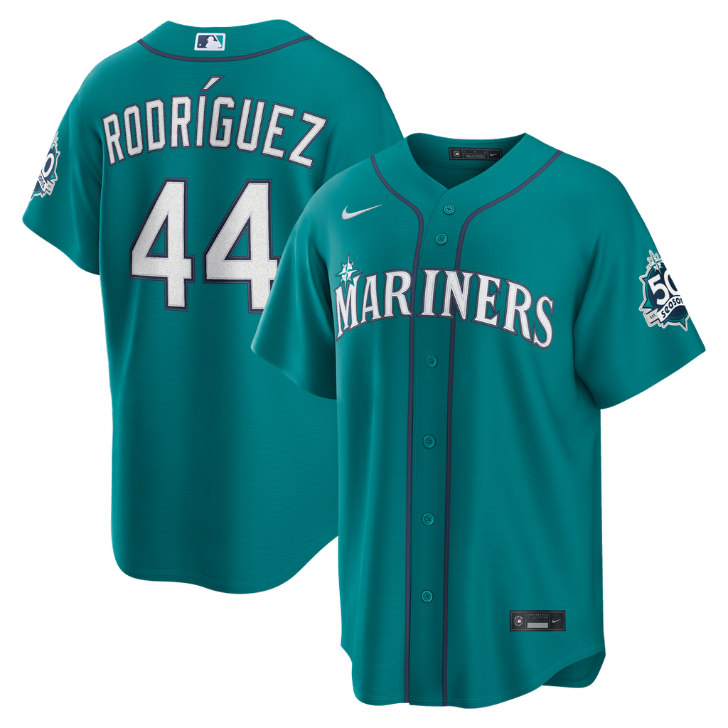 Seattle Mariners Julio Rodríguez Nike Alternate Stadium 50th Season Patch Jersey - Teal Team Jersey Sports Fan Apparel