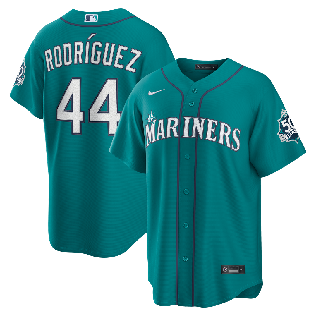 Seattle Mariners Julio Rodríguez Nike Home Stadium 50th Season Patch Jersey - White Team Jersey Sports Fan Apparel