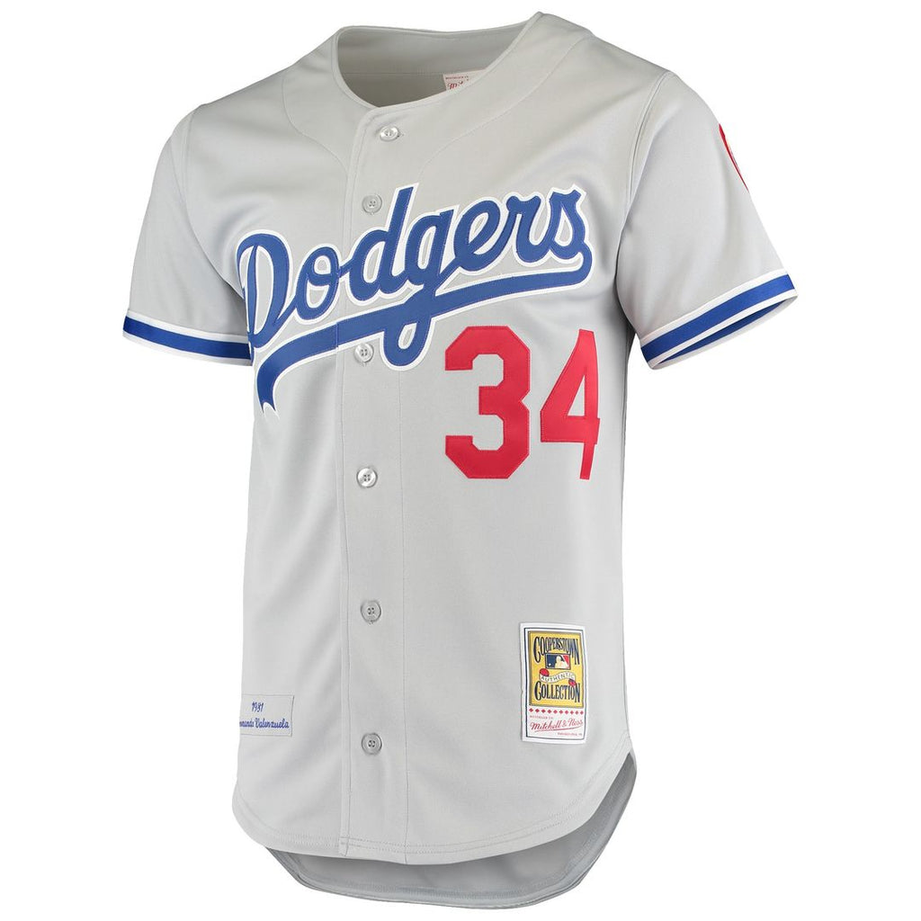 Los Angeles Dodgers Fernando Valenzuela Mitchell & Ness Road 1981 Cooperstown Authentic Jersey - Gray Team Jersey Sports Fan Apparel