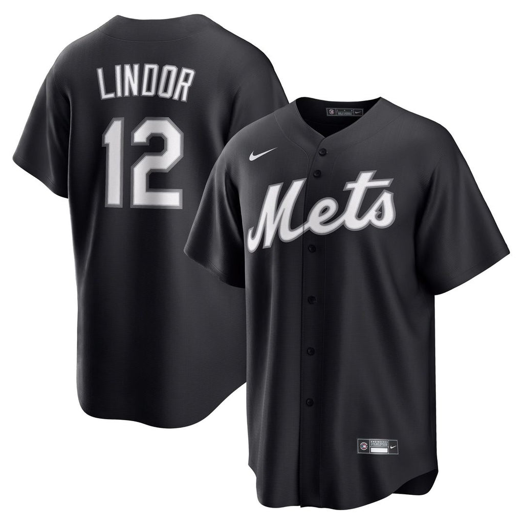 New York Mets Francisco Lindor Nike Replica Player Jersey - Black Team Jersey Sports Fan Apparel
