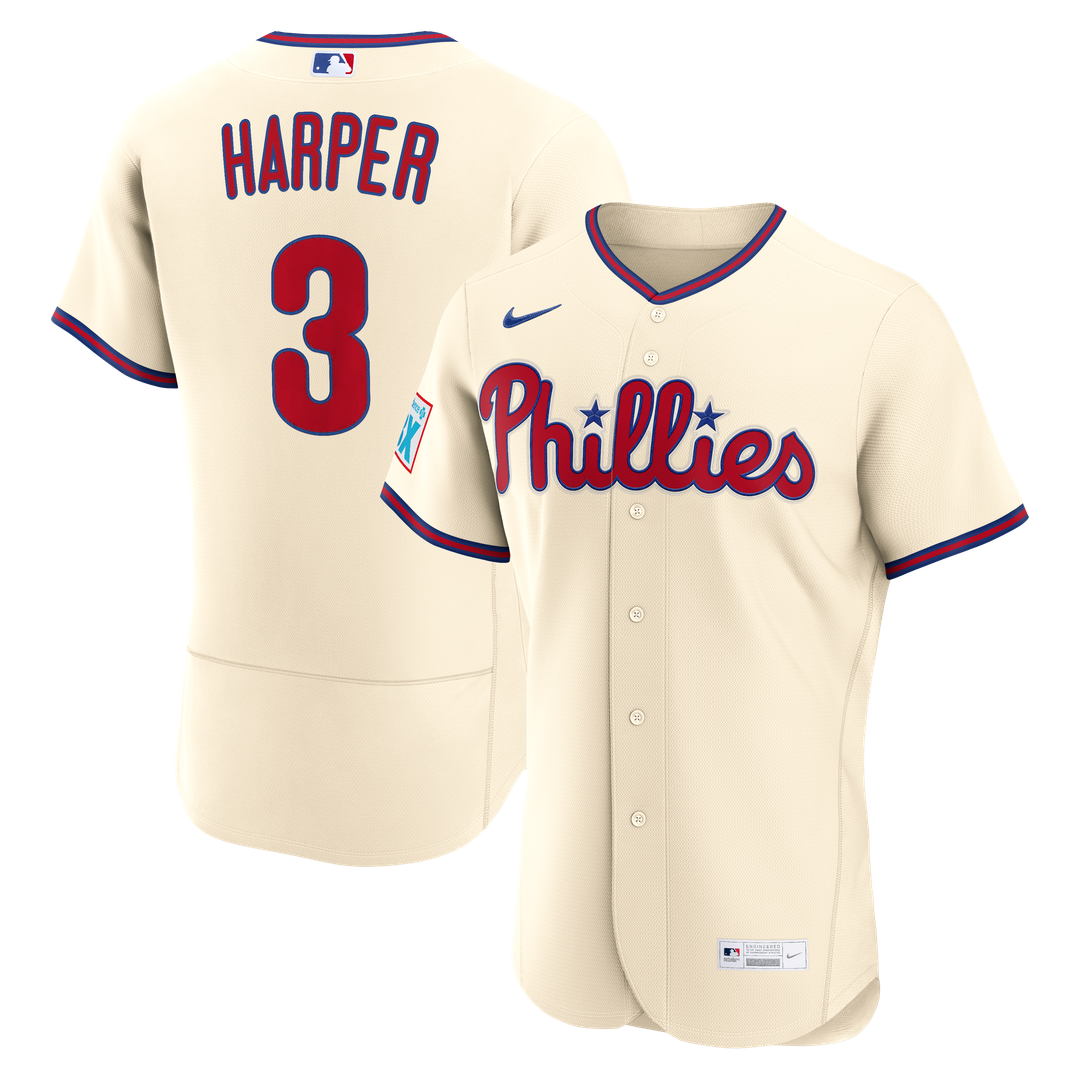 Philadelphia Phillies Bryce Harper Nike Alternate Authentic Sponsor Patch Jersey - Light Blue Team Jersey Sports Fan Apparel