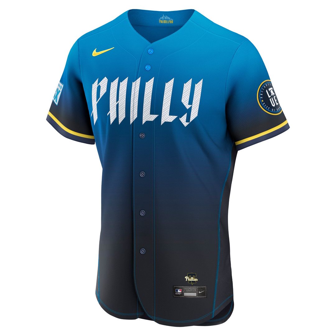 Philadelphia Phillies Bryce Harper Nike City Connect Authentic Sponsor Patch Jersey - Blue Team Jersey Sports Fan Apparel