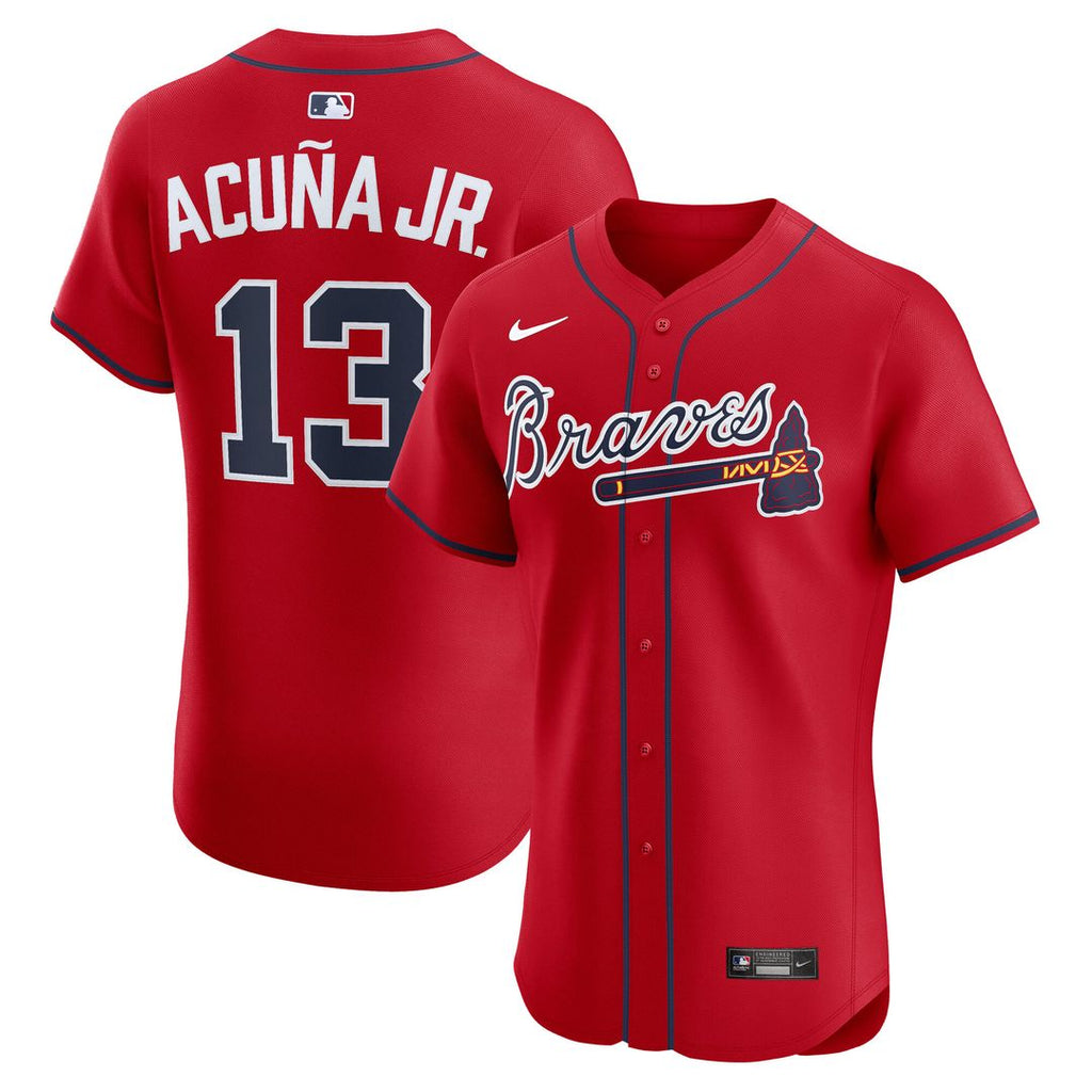 Atlanta Braves Ronald Acuña Jr. Nike Alternate 2 Elite Jersey - Red Team Jersey Sports Fan Apparel