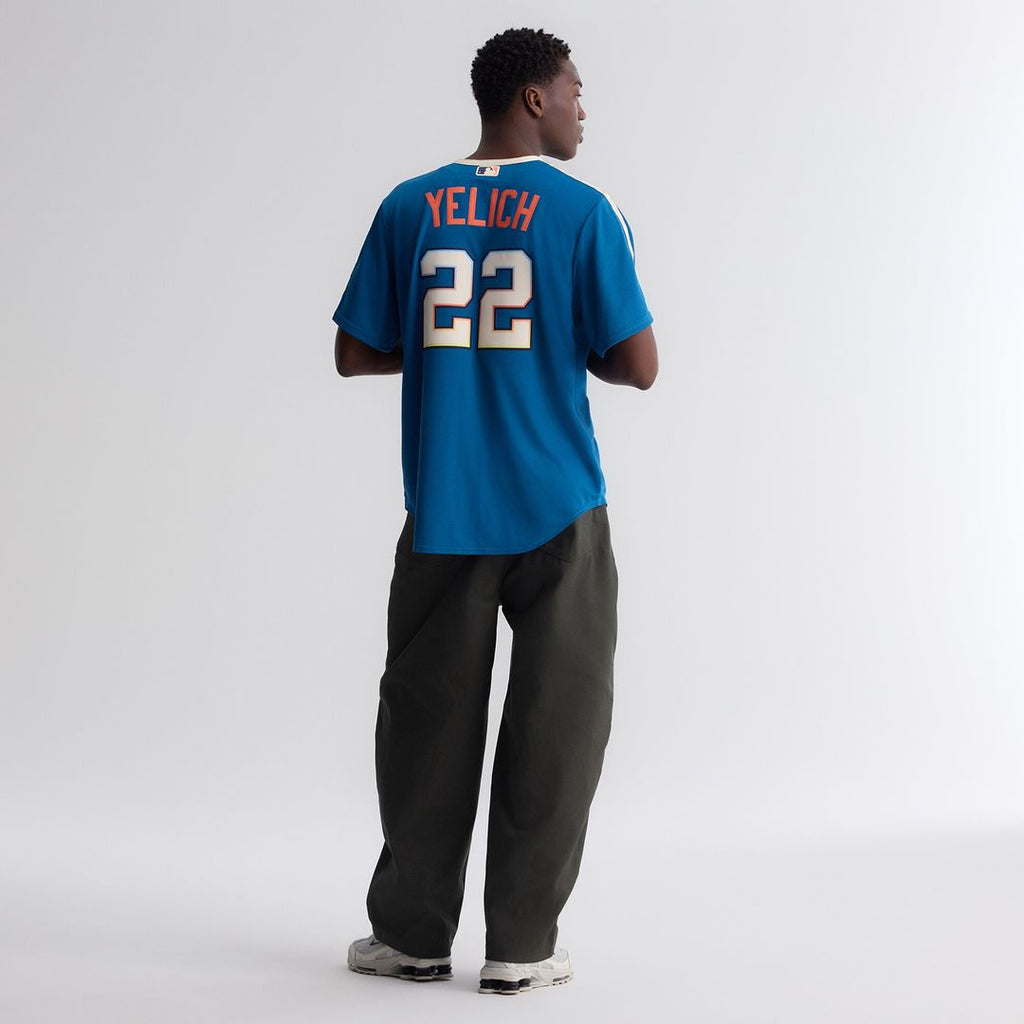 Milwaukee Brewers Christian Yelich Nike 2026 City Connect Stadium Jersey - Mineral Blue Team Jersey Sports Fan Apparel