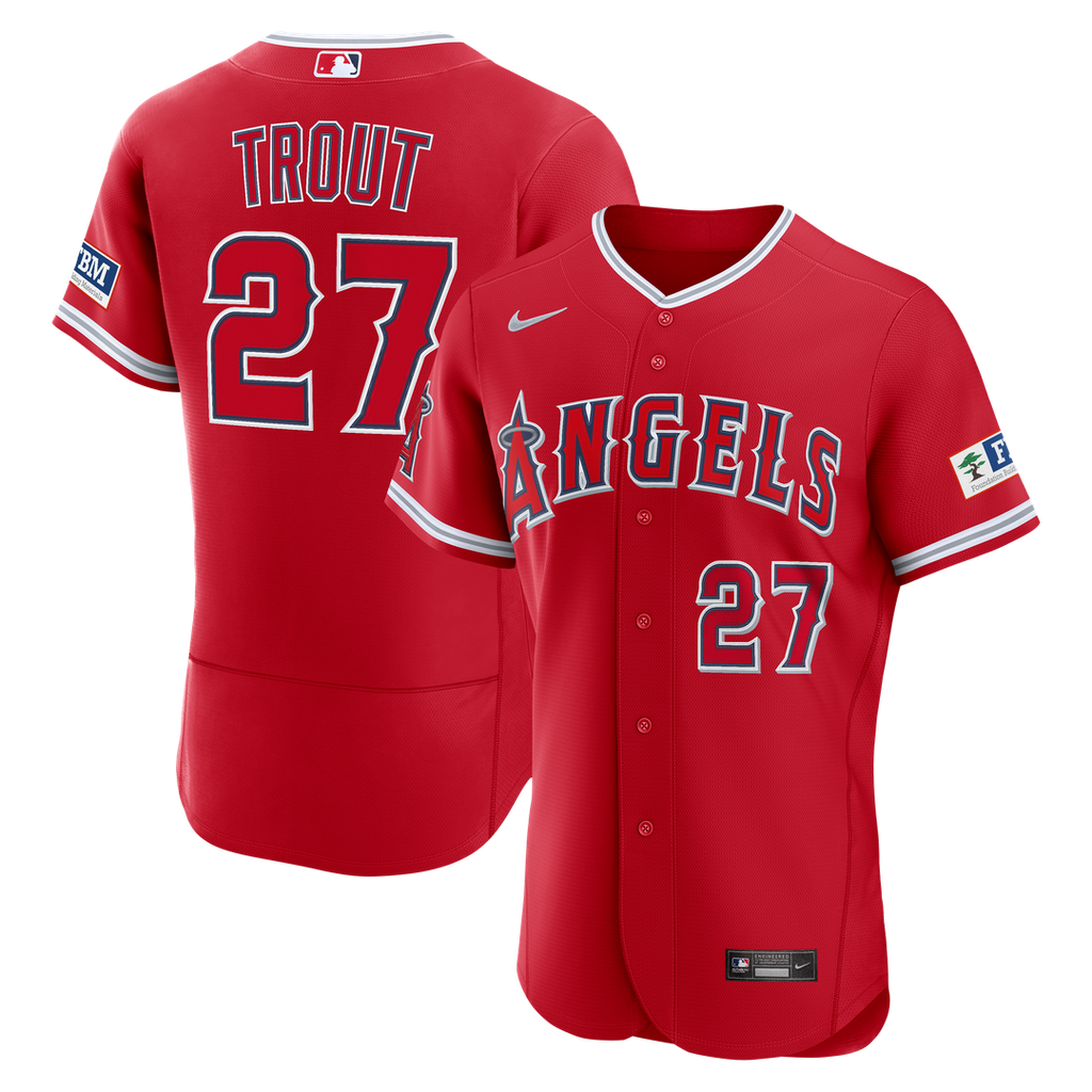 Los Angeles Angels Mike Trout Nike Alternate Authentic Sponsor Patch Jersey - Red Team Jersey Sports Fan Apparel