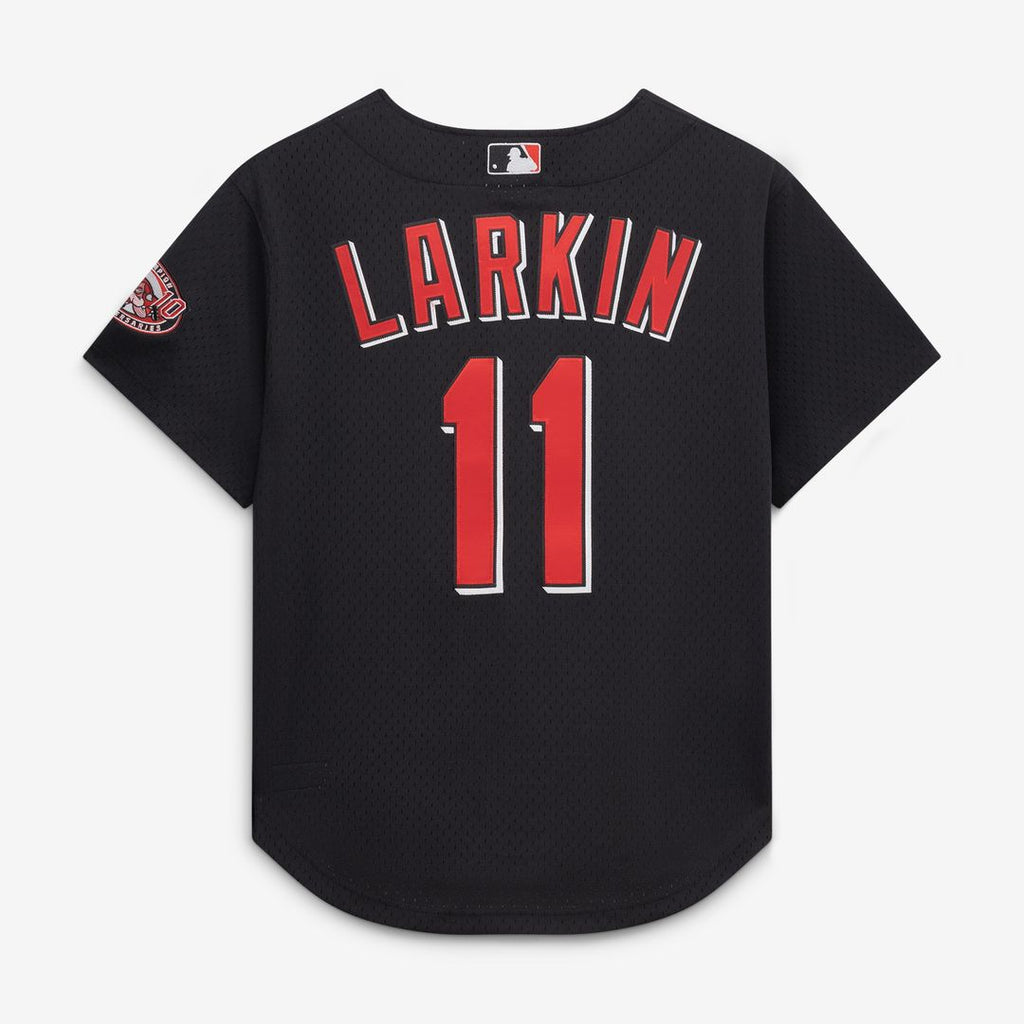 Cincinnati Reds Barry Larkin Mitchell & Ness Throwback Cooperstown Mesh Batting Practice Jersey - Red Team Jersey Sports Fan Apparel