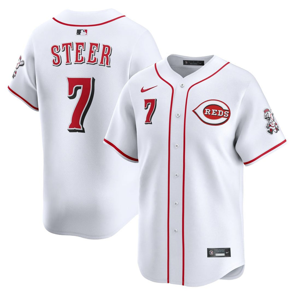 Cincinnati Reds Spencer Steer Nike Home Limited Player Jersey - White Team Jersey Sports Fan Apparel