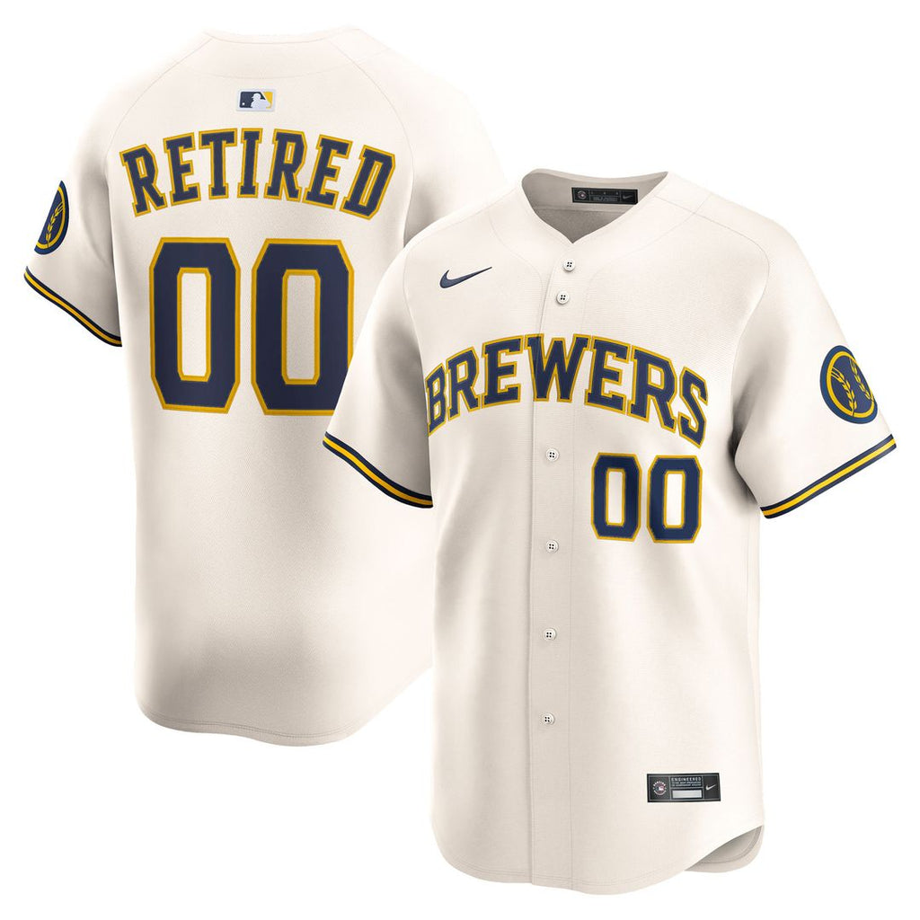 Milwaukee Brewers Nike Home Limited Pick - A - Player Retired Roster Jersey - Cream Team Jersey Sports Fan Apparel