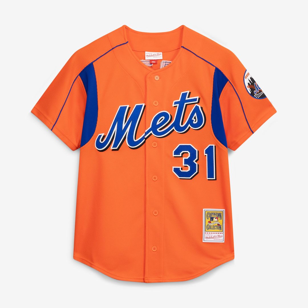 New York Mets Mike Piazza Mitchell & Ness Cooperstown Mesh Batting Practice Button - Up Jersey - Orange Team Jersey Sports Fan Apparel